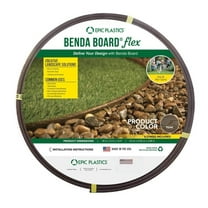 Plastic Bender Board Set 3.3” x 16 ft (Teak) – Includes 4 Stakes – Garden & Landscape Edging for Lawns, Paths & Borders (1 Pack)