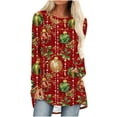thumbnail image 2 of ZRGHAOYLQ Christmas Decoration Graphic Shirts Women's Christmas Long Sleeve Tunic Tops Merry Christmas Crewneck Pullovers Loose Xmas Holiday Party Tops for Clearance Sale, 2 of 5