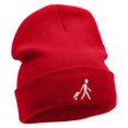 thumbnail image 4 of Here I Come Embroidered 12 Inch Long Knitted Beanie - Red OSFM, 4 of 5
