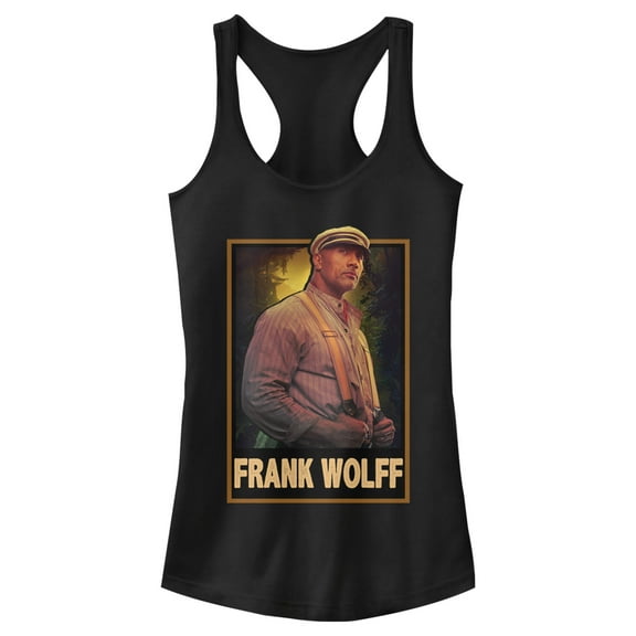 Junior's Jungle Cruise Frank Wolff Portrait  Racerback Tank Top Black X Large
