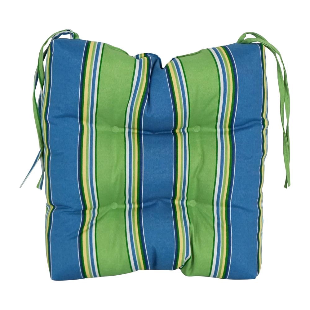 Blazing Needles 16-inch Square Tufted Outdoor Chair Cushion, 16 x 16, Haliwell Caribbean 6 Count