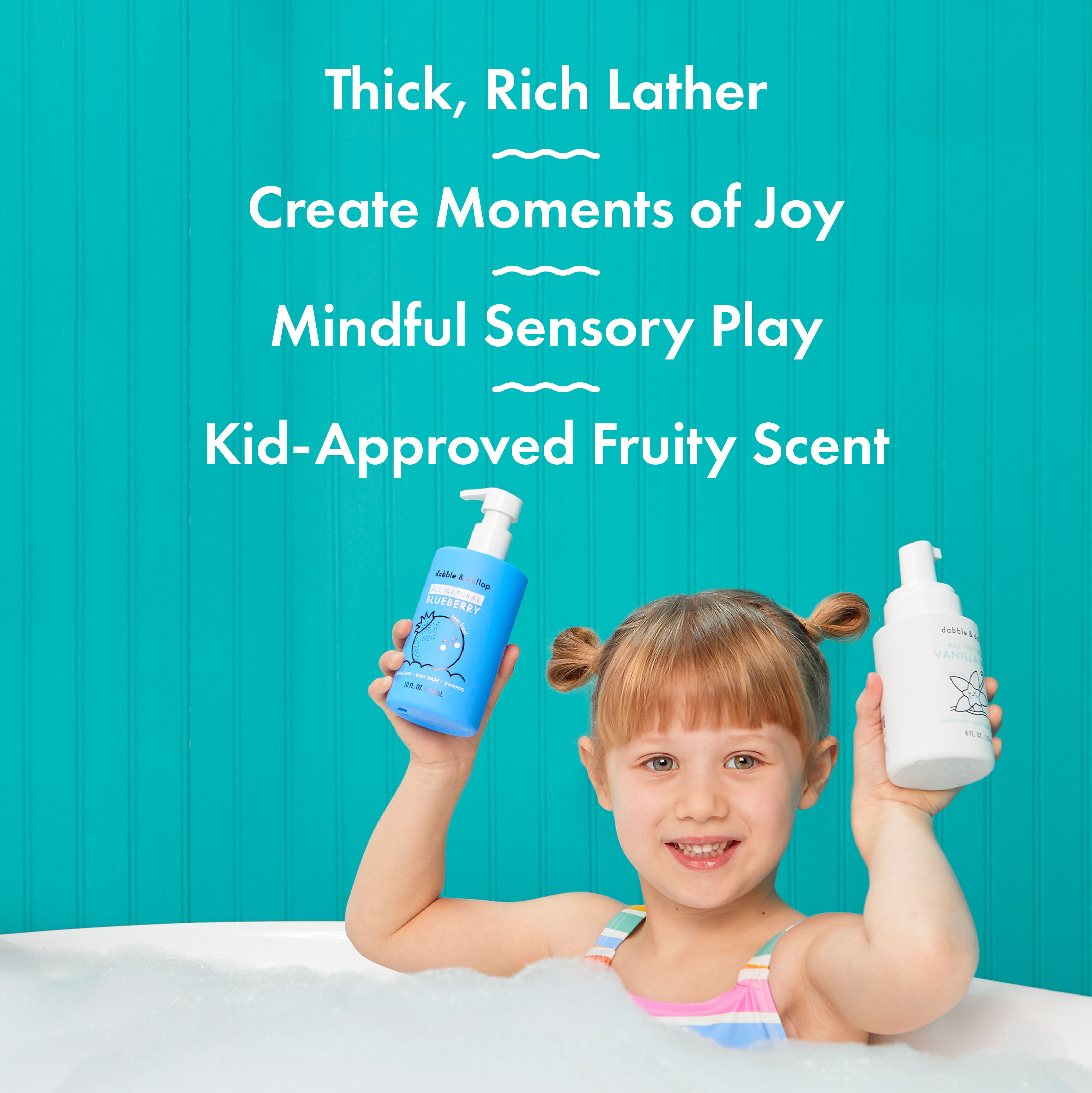 Dabble & Dollop Blueberry 3-in-1 Shampoo, Body Wash & Bubble Bath, 10 fl oz