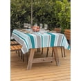 thumbnail image 3 of Outdoor Tablecloth with Umbrella Hole for Patio/Picnic/Party/Camping, Grey Blue Striped Waterproof Table Cloth Rectangle Table Cover Washable, Farmhouse Stripes Modern Abstract Art (60"x 84"), 3 of 8