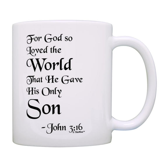 ThisWear Christian Gifts for Women John 3:16 Scripture Verse Easter Party Decorations 11oz Ceramic Coffee Mug John316