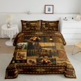 thumbnail image 2 of Feelyou Brown Bohemian Aztec Full Size Comforter Sets, Wildlife Bear Bedding Comforter Set, Rustic Patchwork Buffalo Reversible Bedding Sets, Microfiber Bedroom Decor, 3 Pieces, 2 of 8