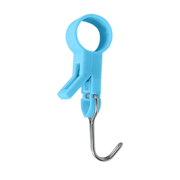 dgysar 4 Pack Multi Purpose Hanging Clips Shower Rod Towel Hooks Kitchen Bathroom Organizer for Cloths and Accessories Heavy Duty Plastic Blue