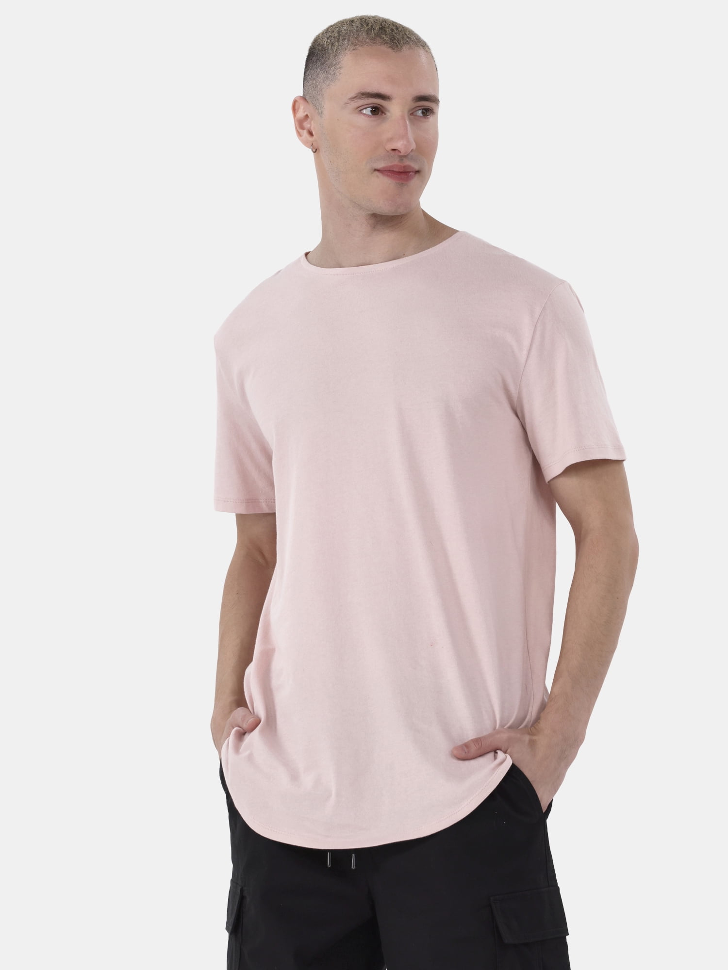No Boundaries Men's & Big Men's Longline Curved Hem Elongated Tee Shirt, 2-Pack, Sizes XS-5XL