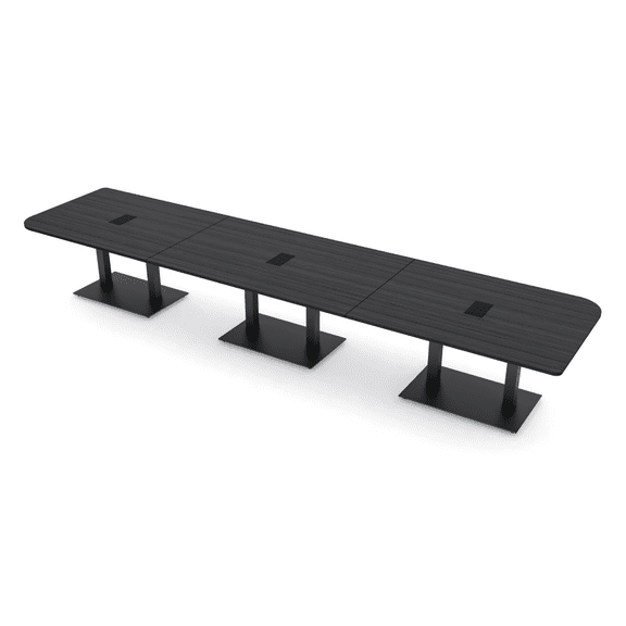 16 Person Duo Shaped Conference Room Table Metal Base Power Modules
