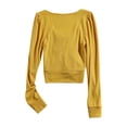 thumbnail image 5 of WEAIXIMIUNG Fall Long Sleeve Cropped Sweaters for Women Off The Shoulder V Neck Ruched Ribbed Knit Going Out Tops, 5 of 5