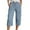 A-Blue1057, variant on Elastic Waist Capri Pants for Women Waffle Knit Pocket Bottoms Casual Daily Wear Trousers