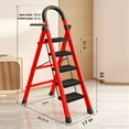 thumbnail image 2 of WOWDVOV Red 5-Step Ladder, 440lbs Portable Folding Ladders for Home, with Handrails and Tool Tray - Durable Home Decoration Item, 2 of 6
