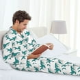 thumbnail image 6 of Yiaed Cartoon Shark Print Men’s Pajamas Set - Long Sleeve Button Down Sleep Shirt and Pajama Bottoms Sleepwear Set Mens Pjs Sets Men's Pajama Bottoms-, 6 of 7