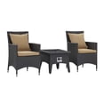 thumbnail image 2 of Modway Convene 3-Piece Outdoor Wicker Rattan Set with Fire Pit in Espresso/Mocha, 2 of 9