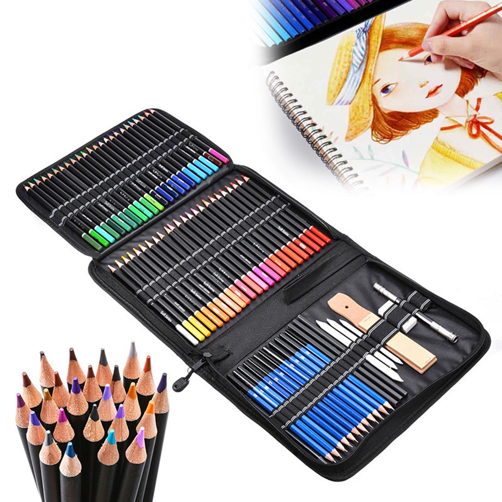 71 pcs Professional Drawing Artist Kit Set Pencils and Sketch Charcoal Art  & Bag