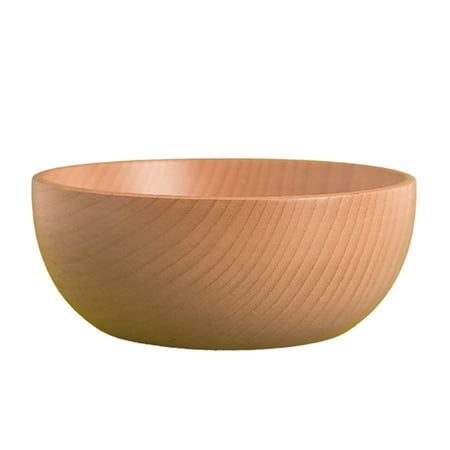

Trjgtas Japanese Style Wooden Salad Bowl Wooden Fruit Bowl Rice Noodle Bowl Natural Wooden Tableware 14 x 6cm