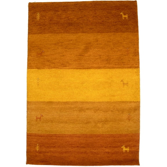 Gold & Rust Stripes 4X6 Indo-Gabbeh Oriental Rug