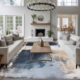 thumbnail image 4 of Navy Blue Grey Large Area Rugs for Bedroom Living Room, Soft Non Slip Carpet Bedside Rug, Modern Abstract Art Rustic Rectangular Floor Cover Kitchen Accent Rug 6'x9' for Dining Room/Office, 4 of 9