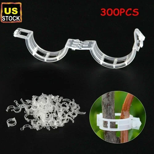 PURELY- 300Pcs Plant Support Clips Tomato Veggie Garden For Trellis Twine Green House