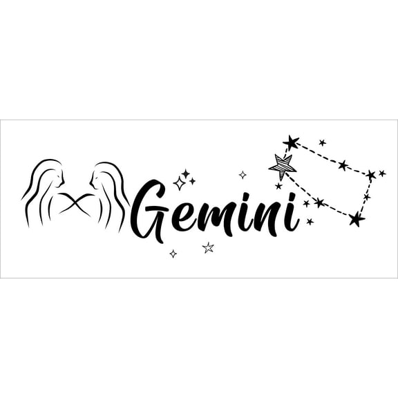 Constellation Pattern Gemini Wall Art Decal - 8" x 20" DIY Zodiac Sign Adhesive Home Vinyl Decor Stick And Peel Bedroom Living Room Astrological Symbol Removable Sticker Decoration