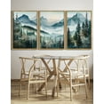 thumbnail image 5 of SHENIFY Large 24x36in3pcs Natural Framed Landscape Mountain Range Wall Art Set Watercolor Foggy Pine Tree Forest Nature Scenry Mist Wilderness Farmhouse Rustic Modern Decorative, 5 of 5