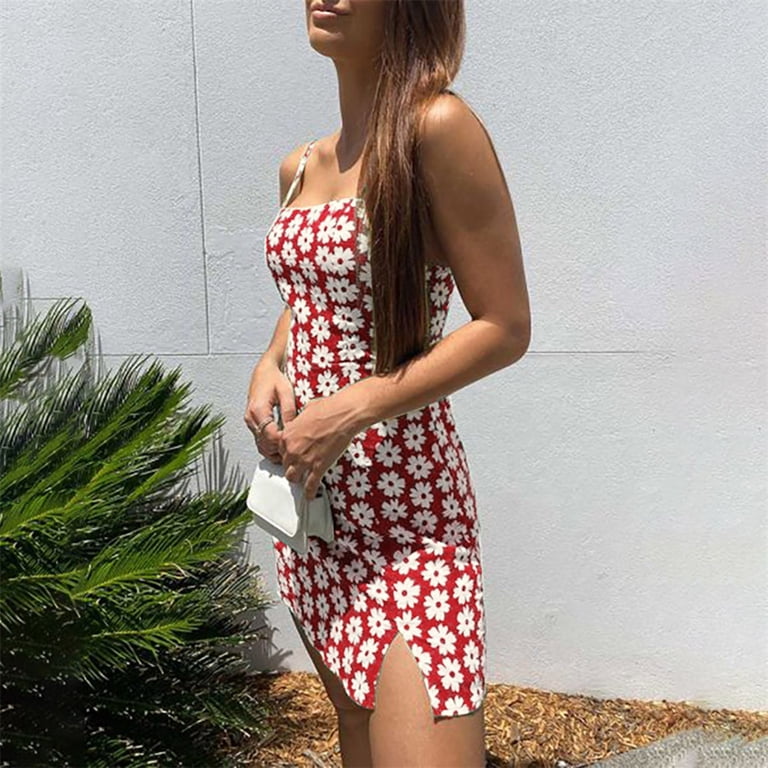Owordtank Hawaiian Dresses for Women Sleeveless Print Bodycon Dress -  Walmart.com