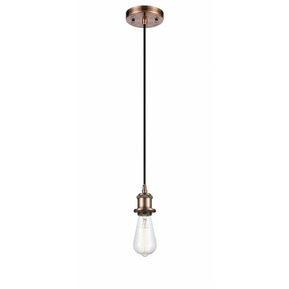 Innovations 516-1P-AC-LED Bare Bulb 1 Light Mini Pendant part of the Ballston Collection, Antique Copper