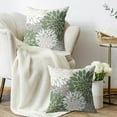 thumbnail image 3 of Sage Green White Grey Gray Pillow Covers 20X20 Inch Set of 2, Spring Modern Geometry Dahlia Floral Print Decorative Throw Pillow Covers Outdoor Farmhouse Cushion Case for Couch Sofa Bed Decor, 3 of 5