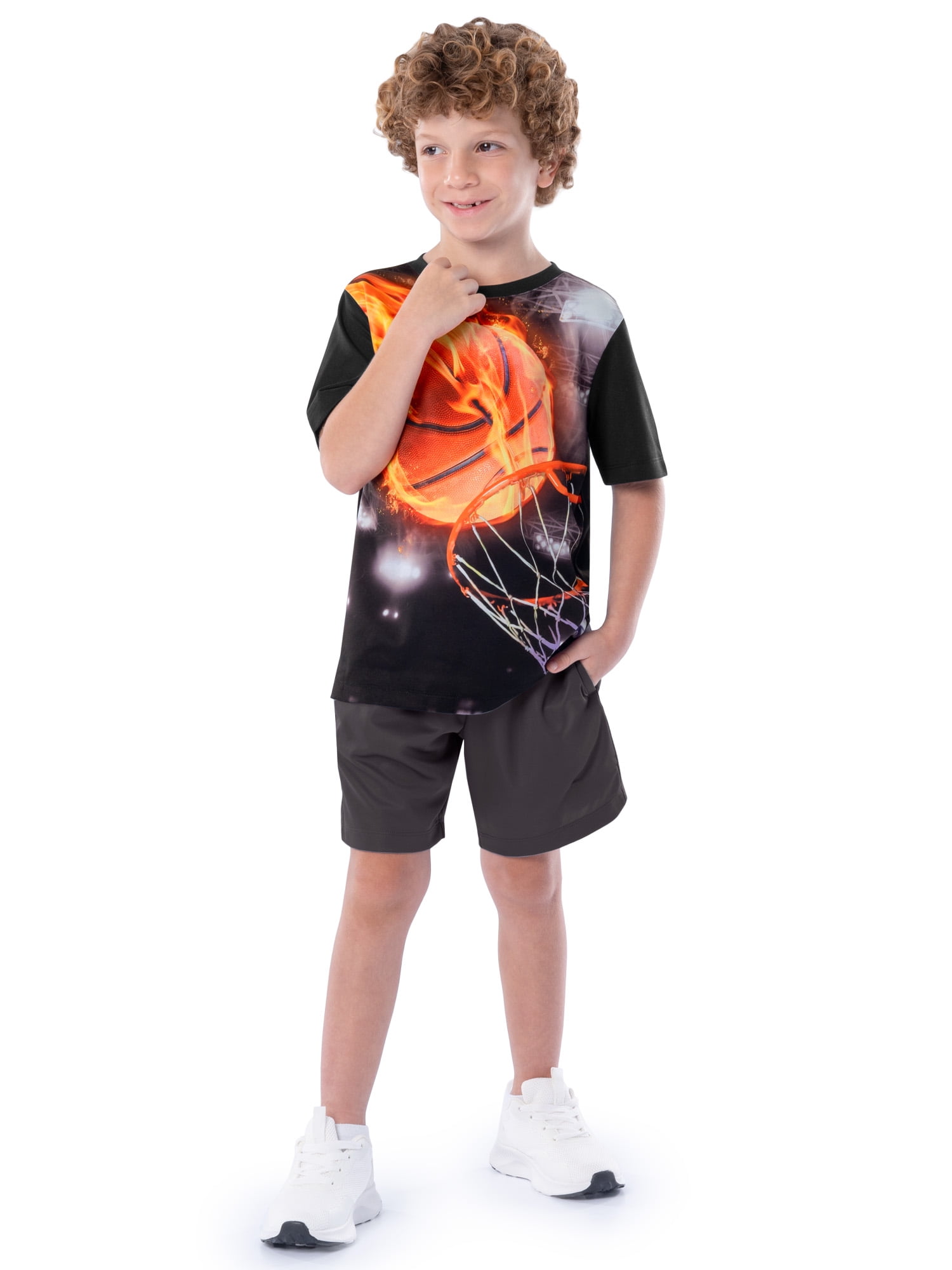 Athletic Works Boys Active Solid and Print Short Sleeve T-Shirts, 3-Pack, Sizes 4-18 & Husky