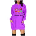 thumbnail image 2 of WEAIXIMIUNG Sweat-Shirt pour Femmes Veste Longue Décontractée Col Rond Poche Imprimé Flocon de Neige de Noël, 2 of 3