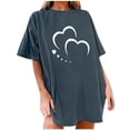 thumbnail image 1 of Blouses à Manches Courtes pour Femmes Mode Femme Uni Col Rond Imprimé T-Shirt à Manches Courtes Impression Blouse Ample Hauts Femmes Hauts à Manches Courtes Hauts à Manches Courtes pour Femmes, 1 of 5