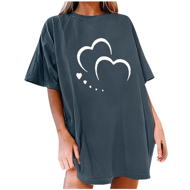 Blouses à Manches Courtes pour Femmes Mode Femme Uni Col Rond Imprimé T-Shirt à Manches Courtes Impression Blouse Ample Hauts Femmes Hauts à Manches Courtes Hauts à Manches Courtes pour Femmes