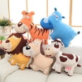 thumbnail image 2 of Peluche de animales Kawaii de la selva para niños, almohada suave de felpa de 80cm, León, Tigre, jirafa, vacas, hipopótamo, 2 of 5