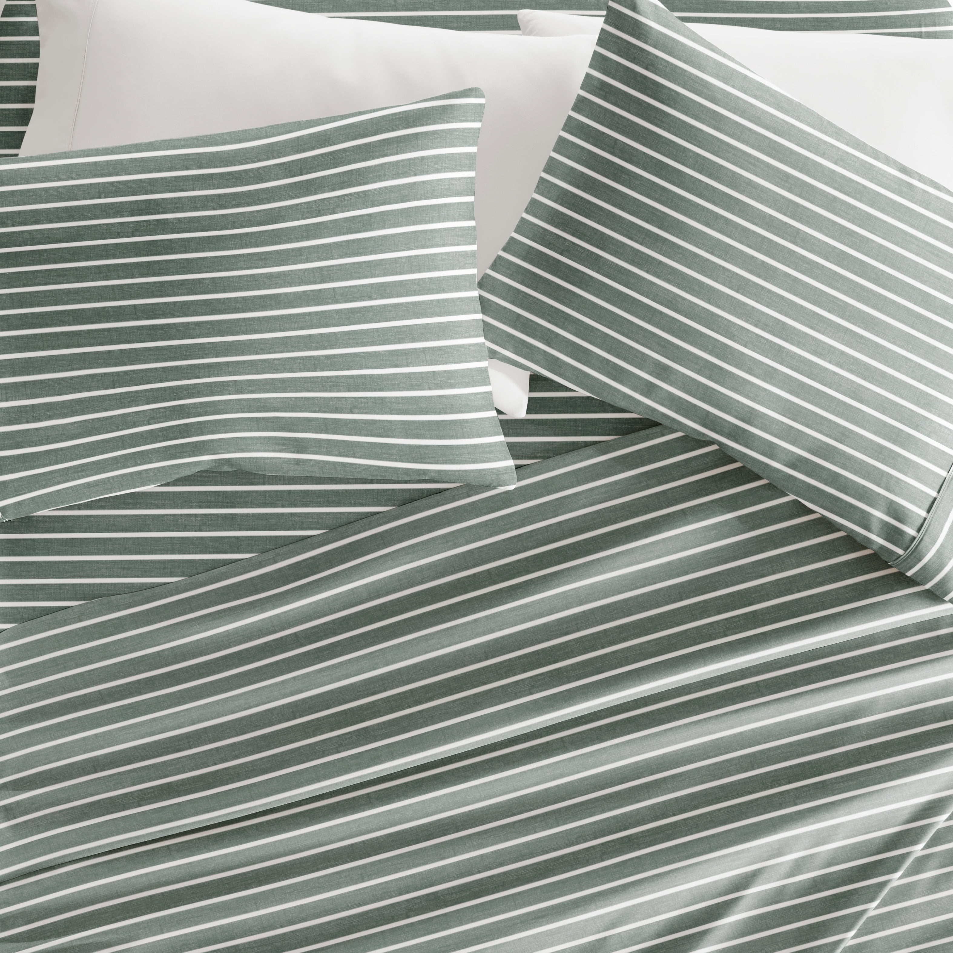 Noble Linens 4 Piece Pattern Microfiber Bed Sheet Sets, Soft Lines Eucalyptus, Cal King