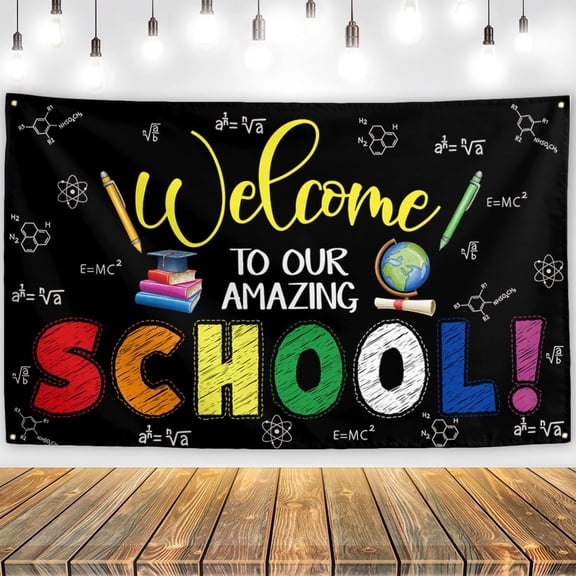 Back to School Decorations - First Day of School Backdrop & Welcome Banner