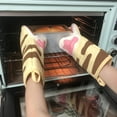 thumbnail image 3 of Oven Mitts,with The Heat Resistance of Silicone and Flexibility of Cotton, Recycled Cotton Infill, Terrycloth Lining, 480 F Heat Resistant Pair 3D Cartoon Cat, 3 of 5