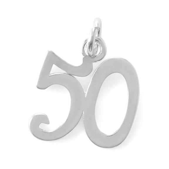Number Fifty 50 Charm Sterling Silver