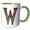 Green/White, variant on 3drose, Pretty Image of Stained Glass Monogram Letter W, 11oz Mug