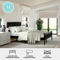 thumbnail image 3 of Martha Stewart Jax Queen Size Solid Wood Platform Bed with Rattan Headboard and Footboard, No Box Spring Required, Black, 3 of 11