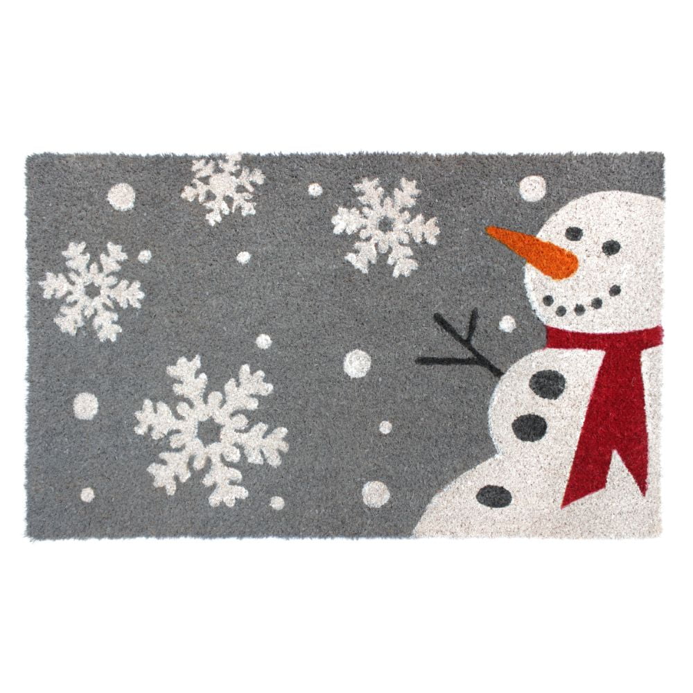 RugSmith Machine Tufted Snowman Indoor and Outdoor Coir Doormat, 18' x 30'