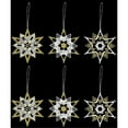 thumbnail image 2 of Gold and White Stars German Lace Christmas Tree Ornaments Set of 6 Snowflakes, 2 of 5
