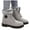Grey, variant on Platform Mid Calf Winter Combat Boots for Women Cold Weather Fuzzy Fleece Lined Thicken Warm Snow Short Booties