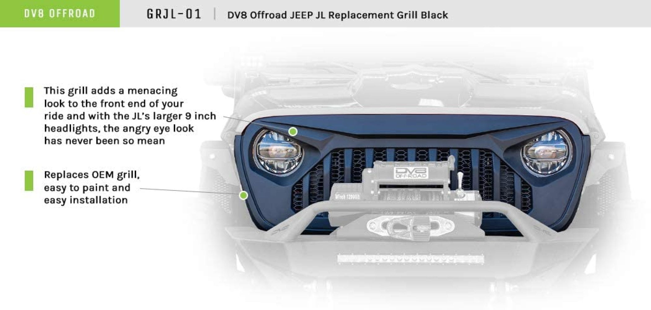 AestQaul | GRJL-01 | ABS Grill Shell fits 2018-current Wrangler JL and  2020-Current Gladiator JT | Aggressive Design | Customizable Flat Black  Finish - Walmart.com
