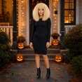thumbnail image 4 of Holiday Halloween Party Accessory, Looking Blonde Afro Curly Wig, 16 Inch Breathable Daily Wear Synthetic Wig, Halloween Hairpiece, No Extra Styling Needed Ready to Wear Piece for, 4 of 6