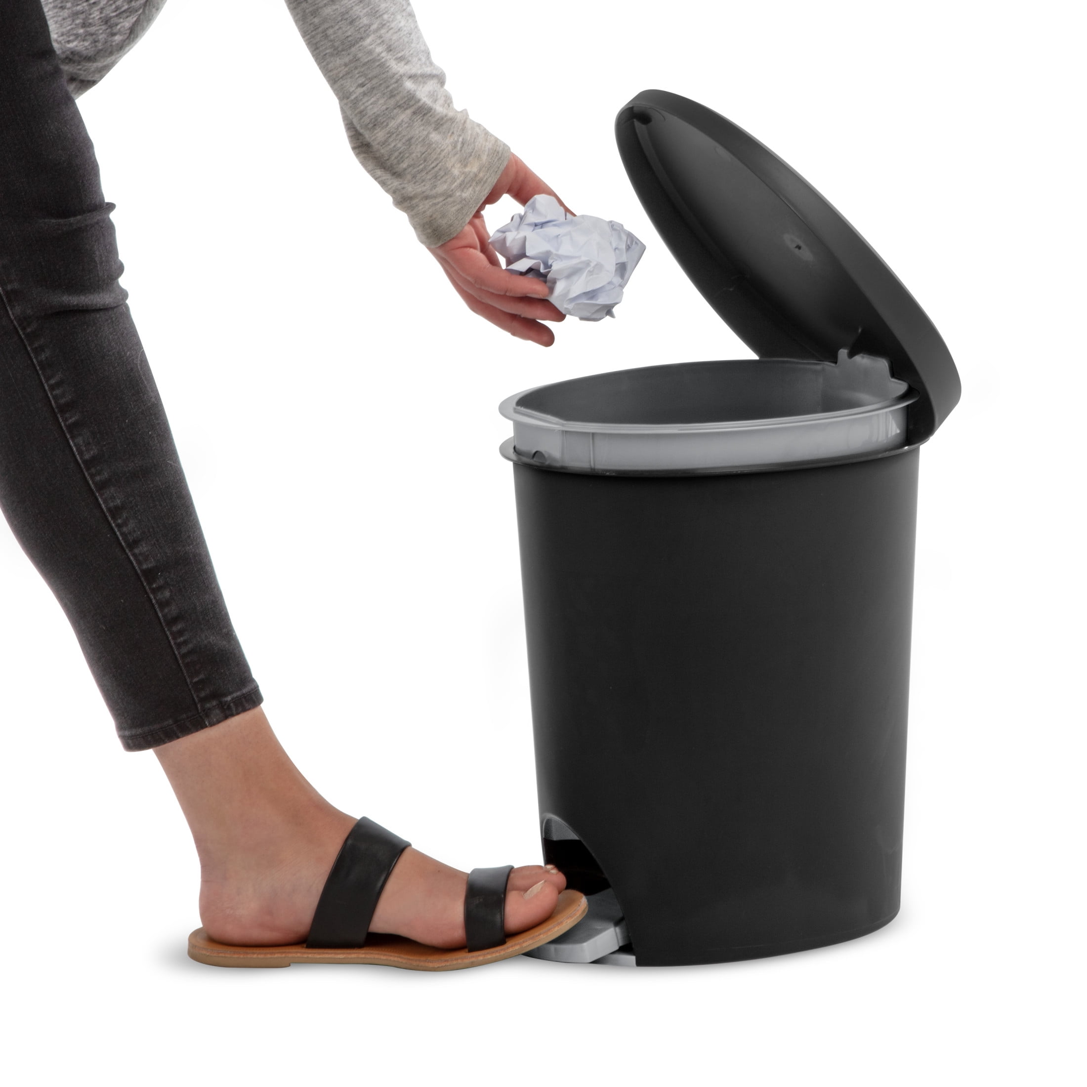 Sterilite Small Bathroom Trash Can, 2.6 Gallon Plastic Garbage Bucket Bin