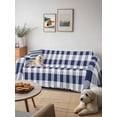 thumbnail image 6 of Navy Blue White Plaid Couch Cover for 2 Cushion Couch, Farmhouse Checkered Buffalo Washable Love Seat Sofa Covers Slipcover, Throw Sofa Covers for Pets, Furniture Protector 71"x102", 6 of 9