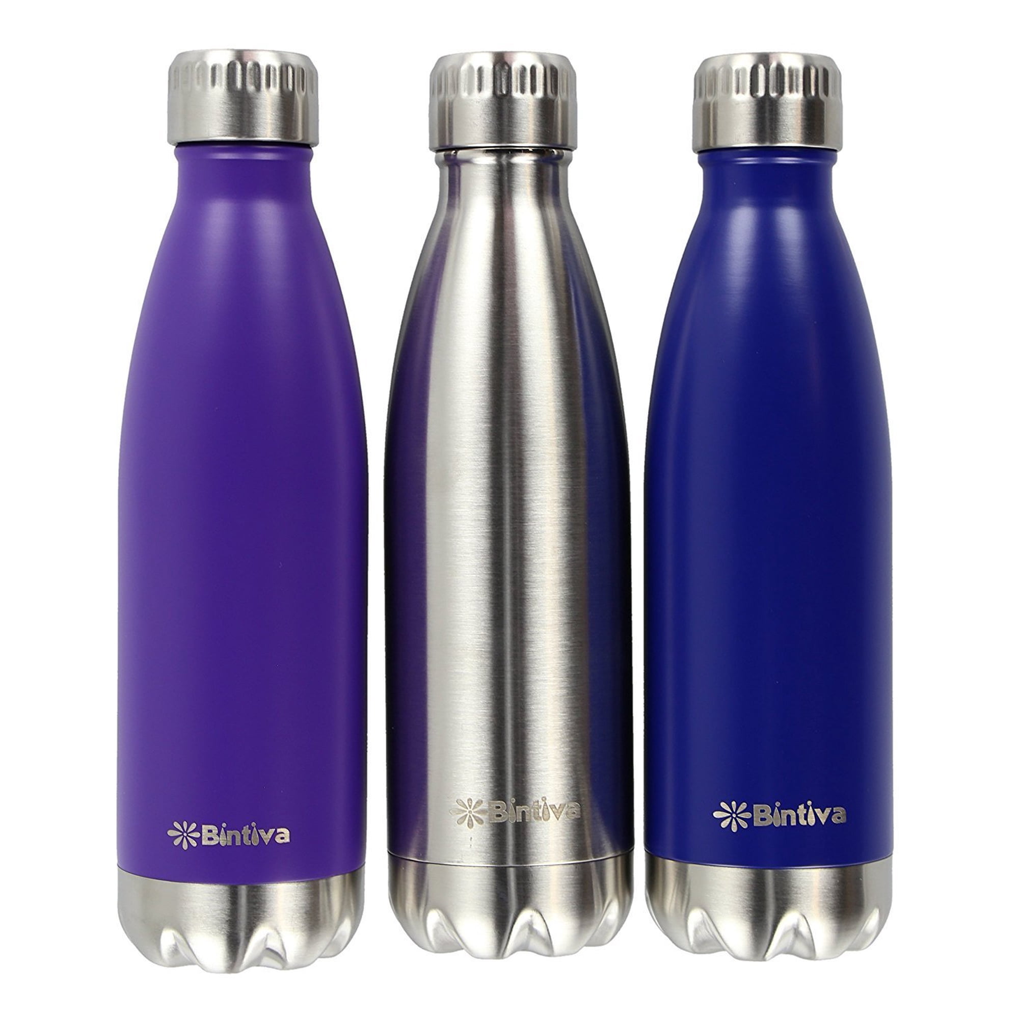 Bintiva Sports Stainless Steel Water Bottle Double-Walled Vacuum-Insulated