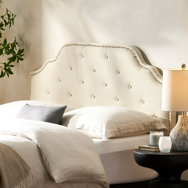 Noble House Samson Beige Fabric Queen/Full Headboard