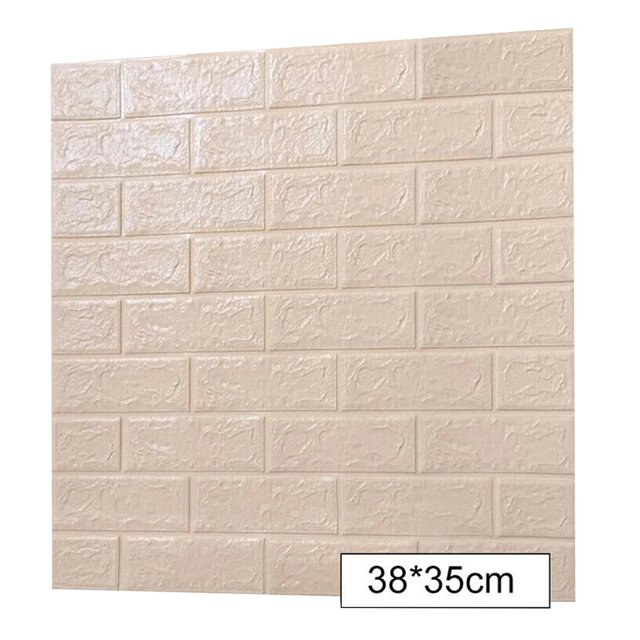 Kearding Papel pintado 3D Ladrillo Etiqueta de la pared Espuma TV Fondo Calcomanía Autoadhesiva Peel Sticker, 1pc, Beige Type3 NO3 Kearding HA002452-11