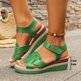 thumbnail image 7 of Rokment Platform Wedge Sandals for Women Boho Beach Vintage Casual Leather Linen Sole Espadrilles Chunky High Heel Dress Summer Shoes Green Size 8.5, 7 of 7