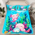 thumbnail image 2 of Homewish Cute Axolotl Twin Sheet Sets,Ocean Shell Coral Twin Fitted Sheet,Pink Green Blue Flat Sheet For Girls,Ultra Soft Home Decor,3pcs, 2 of 7